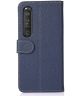 KHAZNEH Sony Xperia 1 III Hoesje Wallet Book Case Echt Leer Blauw