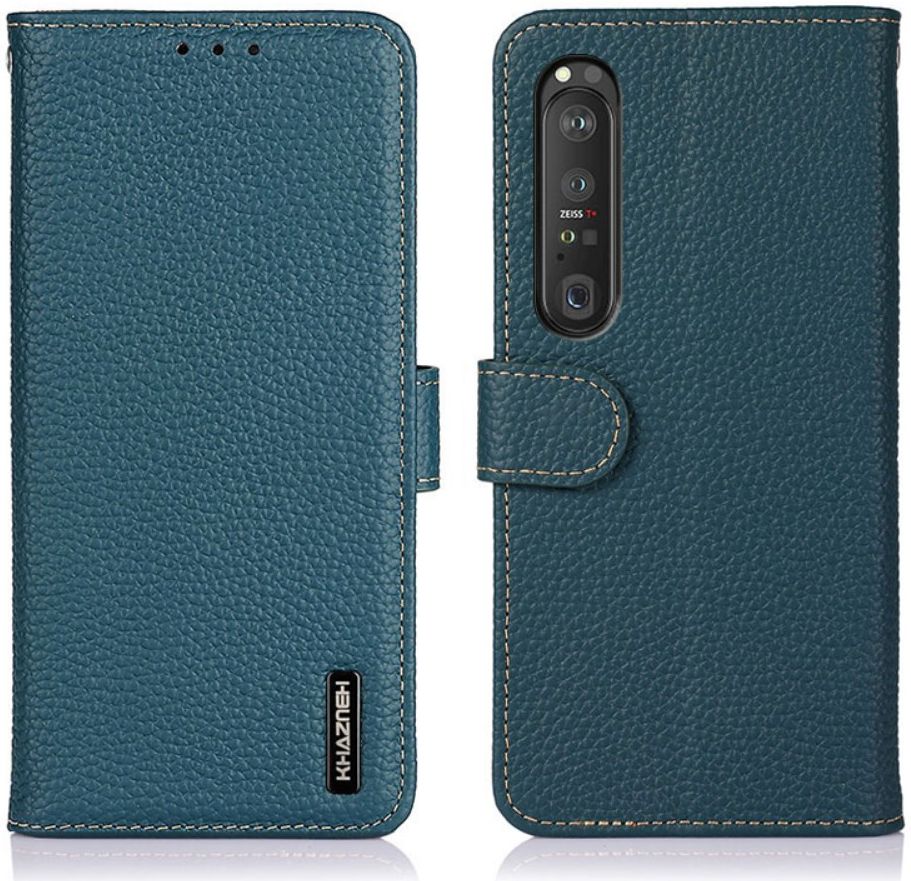 KHAZNEH Sony Xperia 1 III Hoesje Wallet Book Case Echt Leer Groen afbeelding 8