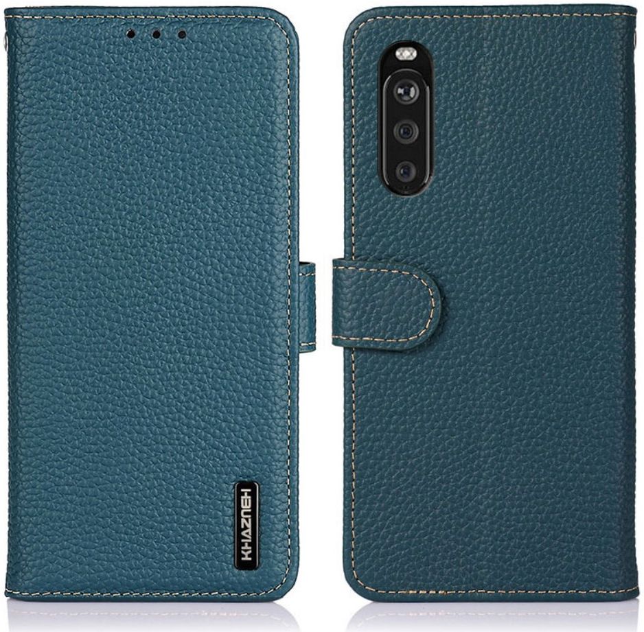 KHAZNEH Sony Xperia 10 III Hoesje Wallet Book Case Echt Leer Groen afbeelding 8