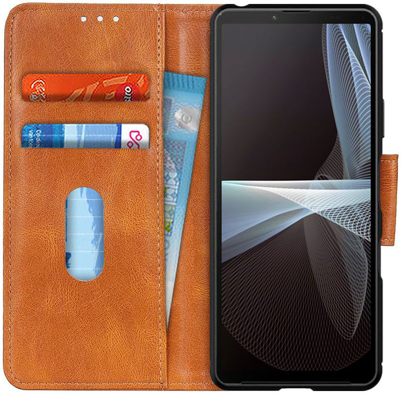 Sony Xperia 10 III Hoesje Portemonnee Book Case Kunstleer Bruin afbeelding 1