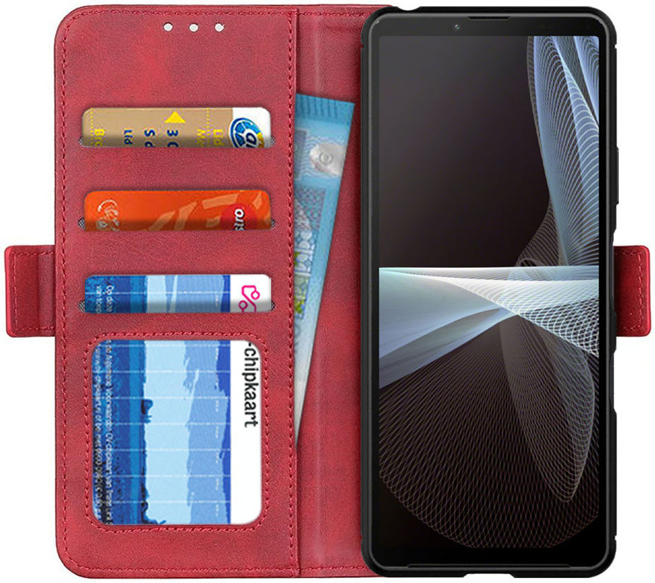 Sony Xperia 10 III Hoesje Portemonnee Kunstleer Book Case Rood afbeelding 1