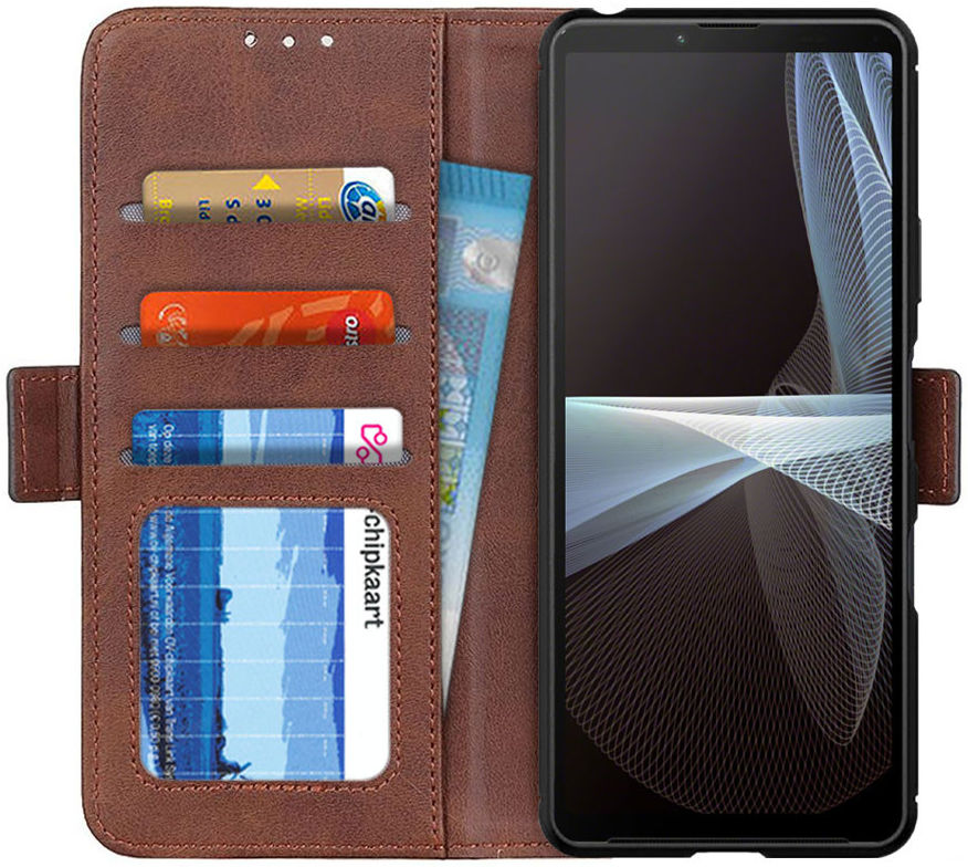 Sony Xperia 10 III Hoesje Portemonnee Kunstleer Book Case Bruin afbeelding 1