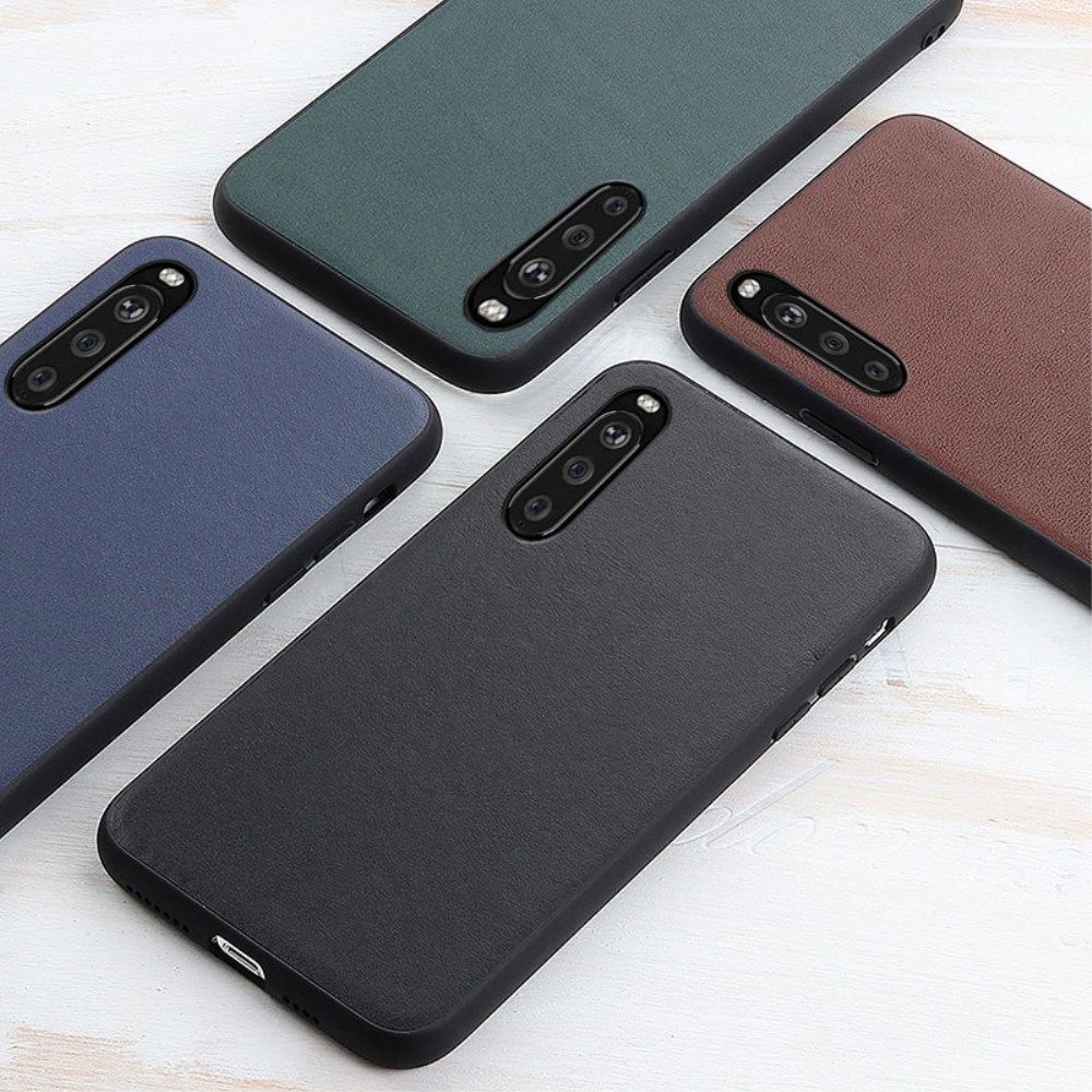 Sony Xperia 10 III Hoesje Back Cover Echt Leer Zwart afbeelding 3