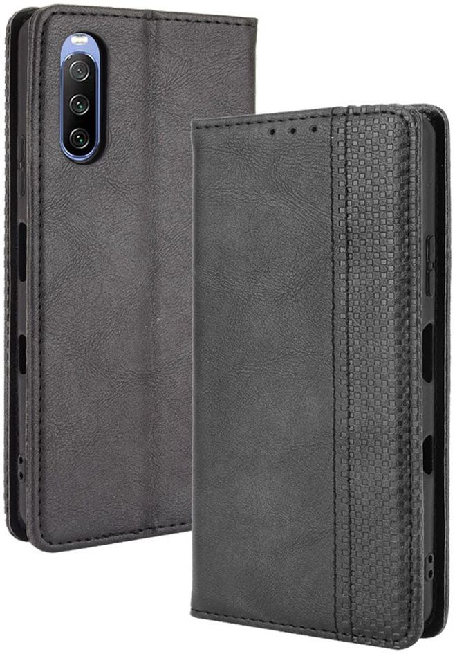 Sony Xperia 10 III Hoesje Book Case Vintage Portemonnee Zwart afbeelding 1