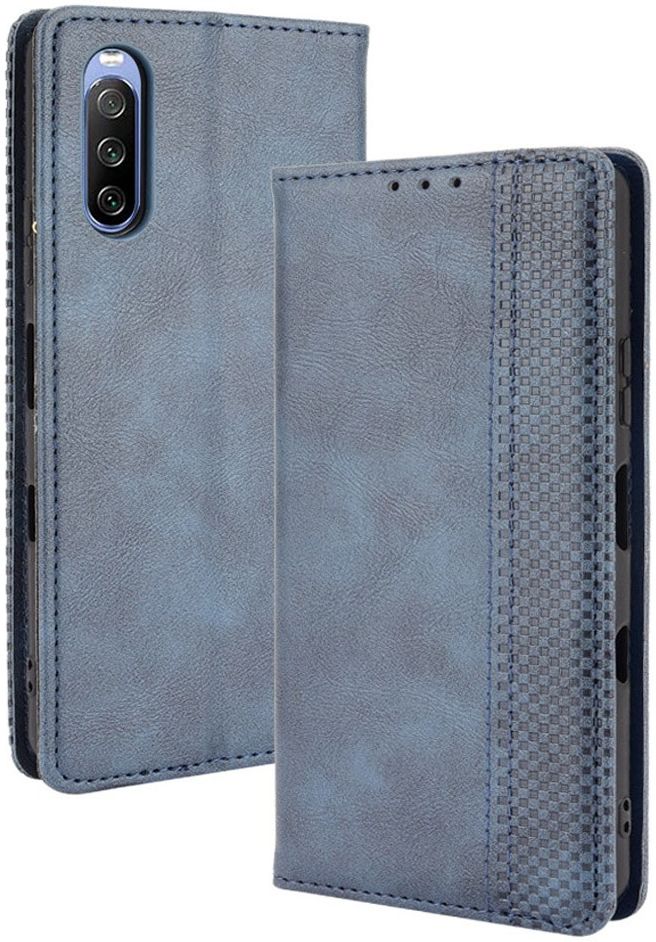 Sony Xperia 10 III Hoesje Book Case Vintage Portemonnee Blauw afbeelding 1