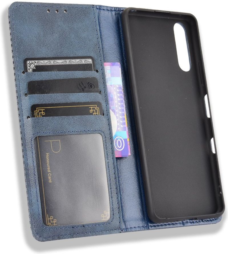 Sony Xperia 10 III Hoesje Book Case Vintage Portemonnee Blauw afbeelding 5