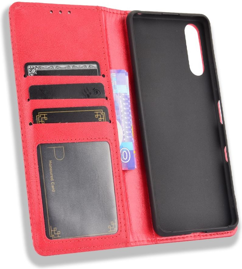 Sony Xperia 10 III Hoesje Book Case Vintage Portemonnee Rood afbeelding 6