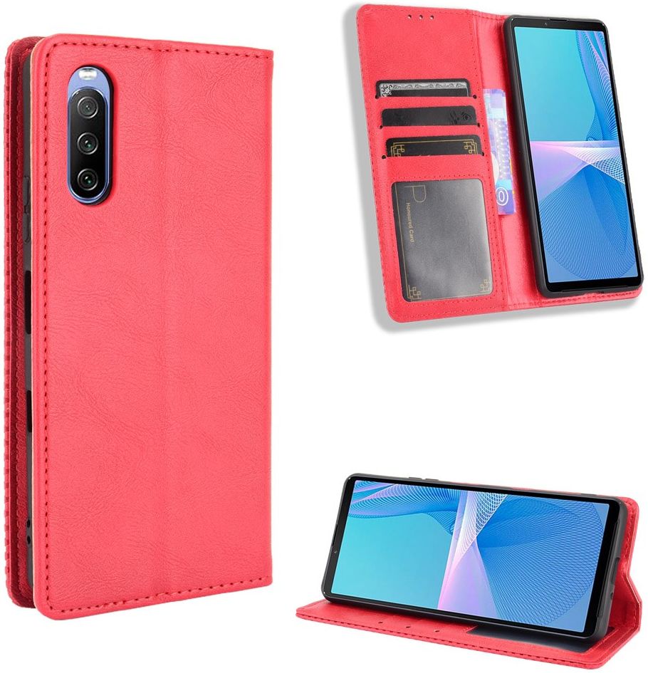 Sony Xperia 10 III Hoesje Book Case Vintage Portemonnee Rood afbeelding 8