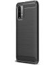 Xiaomi Redmi 9T Hoesje Geborsteld TPU Flexibele Back Cover Zwart