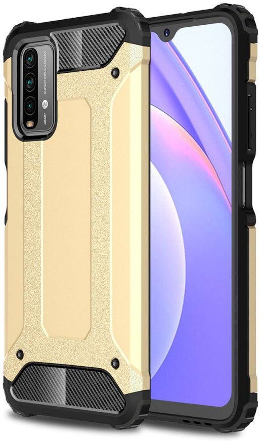 Xiaomi Poco M3/Redmi 9T Hoesje Shock Proof Hybride Back Cover Goud afbeelding 1