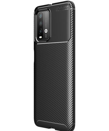 Xiaomi Redmi 9T Hoesje Siliconen Carbon TPU Back Cover Zwart Hoesjes