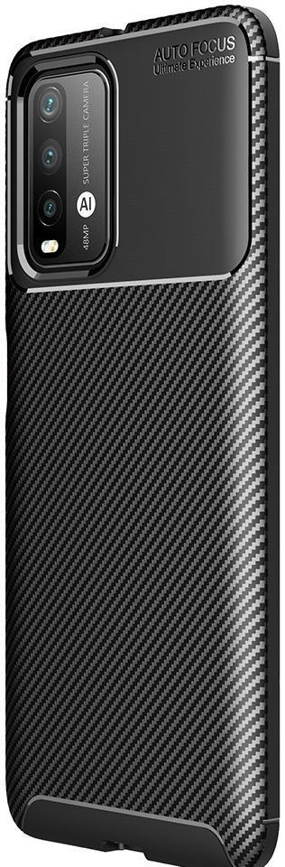 Xiaomi Redmi 9T Hoesje Siliconen Carbon TPU Back Cover Zwart afbeelding 1
