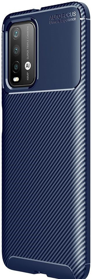 Xiaomi Redmi 9T Hoesje Siliconen Carbon TPU Back Cover Blauw afbeelding 1