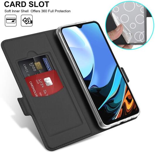 Xiaomi Redmi 9T Hoesje Portemonnee Book Case Kunstleer Zwart afbeelding 3