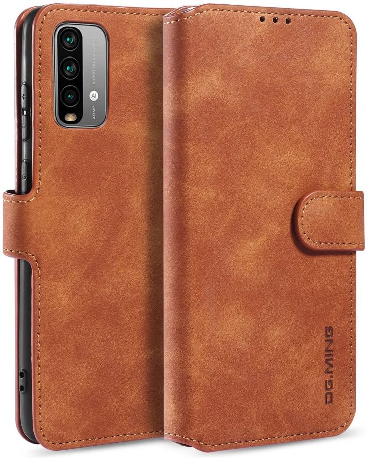 Xiaomi Redmi 9T Hoesje Retro Wallet Book Case Bruin afbeelding 2