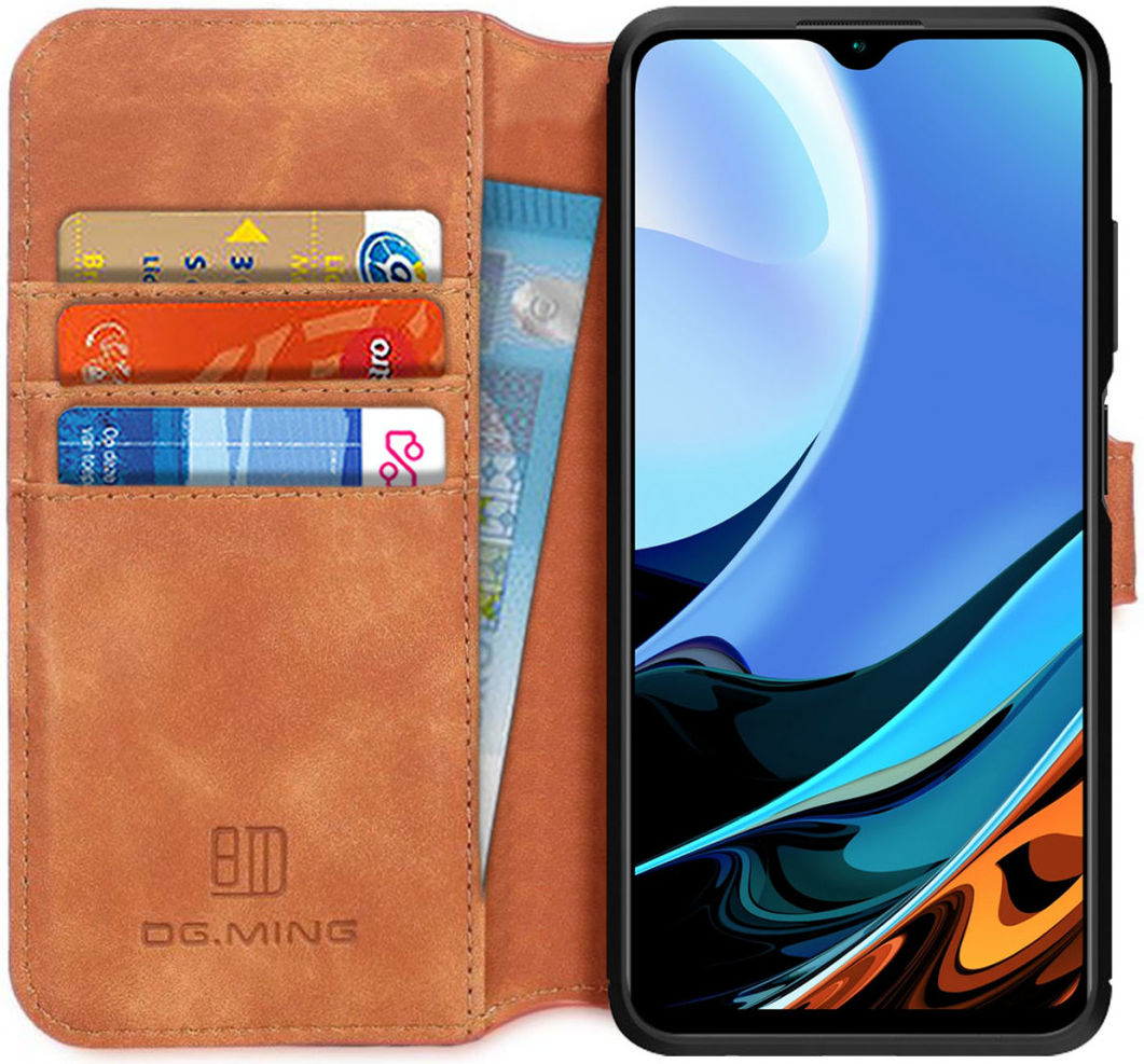 Xiaomi Redmi 9T Hoesje Retro Wallet Book Case Bruin afbeelding 1