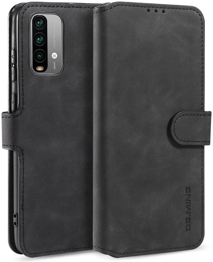 Xiaomi Redmi 9T Hoesje Retro Wallet Book Case Zwart afbeelding 2