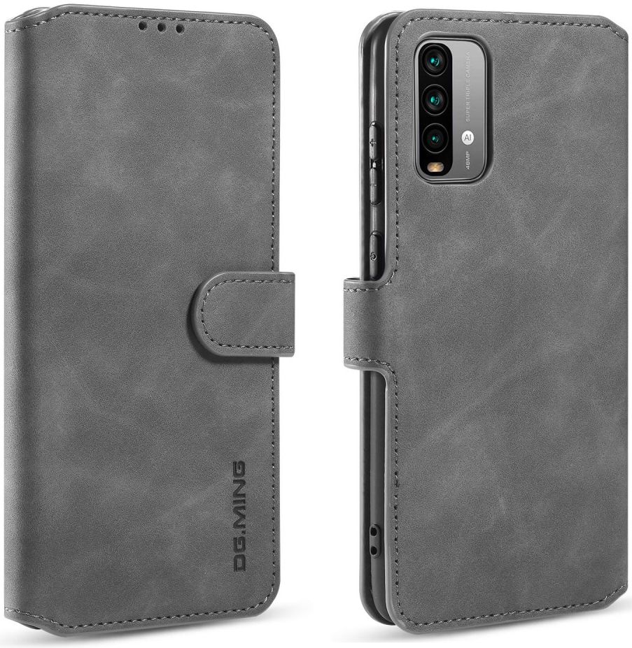 Xiaomi Redmi 9T Hoesje Retro Wallet Book Case Grijs afbeelding 4