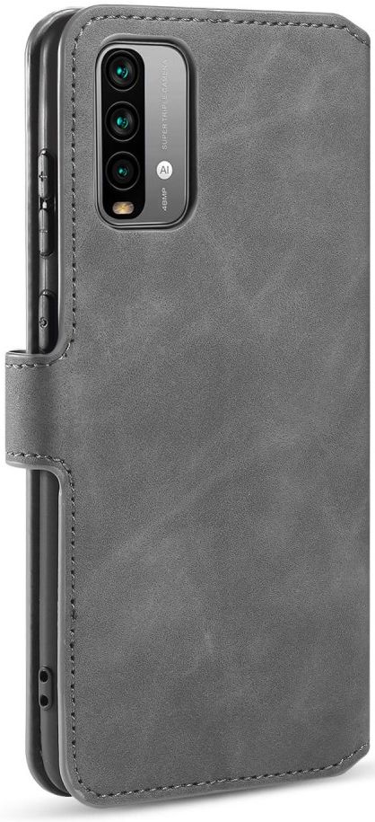 Xiaomi Redmi 9T Hoesje Retro Wallet Book Case Grijs afbeelding 6