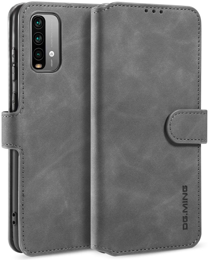 Xiaomi Redmi 9T Hoesje Retro Wallet Book Case Grijs afbeelding 2