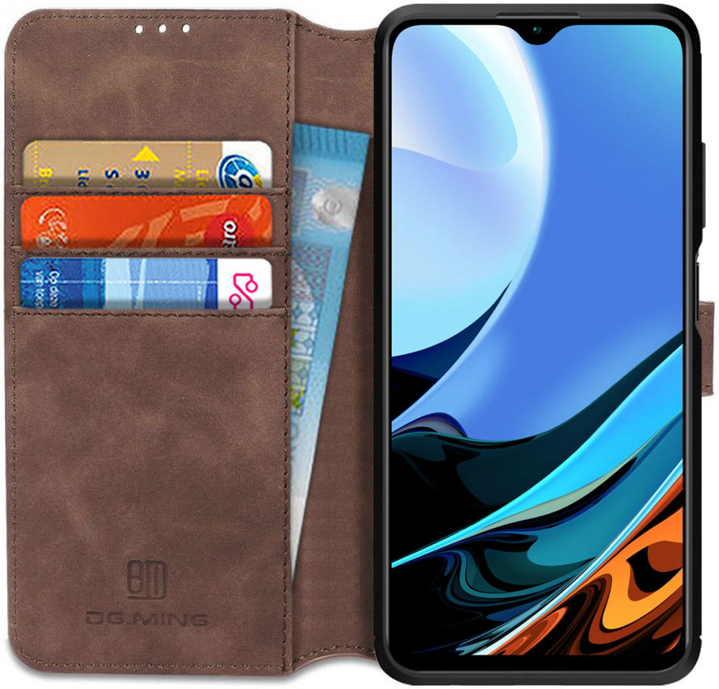 Xiaomi Redmi 9T Hoesje Retro Wallet Book Case Coffee afbeelding 1