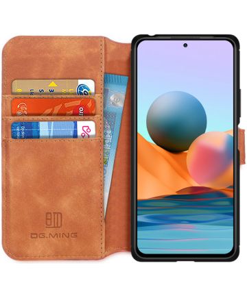Xiaomi Redmi Note 10 Pro Hoesje Retro Wallet Book Case Bruin Hoesjes