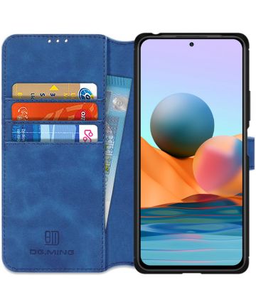 Xiaomi Redmi Note 10 Pro Hoesje Retro Wallet Book Case Blauw Hoesjes