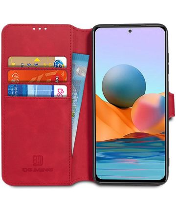 Xiaomi Redmi Note 10 Pro Hoesje Retro Wallet Book Case Rood Hoesjes