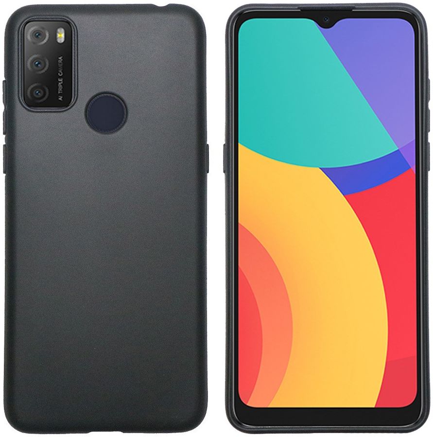 Alcatel 1S / 3L (2021) Hoesje Dun TPU Matte Back Cover Zwart afbeelding 3