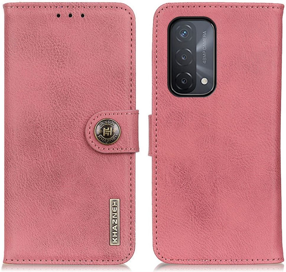 Oppo A54 5G / A74 5G Hoesje Portemonnee met Drukknoop Sluiting Roze afbeelding 5