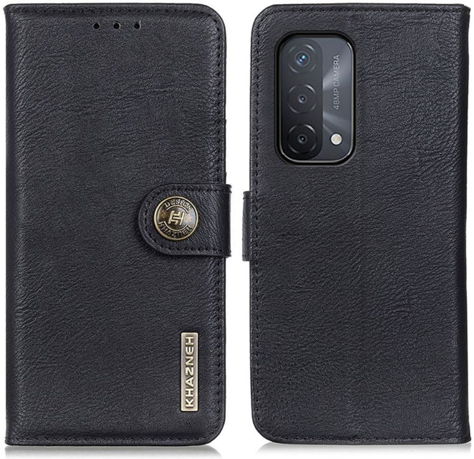 Oppo A54 5G / A74 5G Hoesje Portemonnee met Drukknoop Sluiting Zwart afbeelding 5