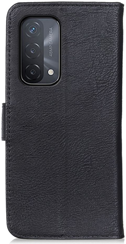 Oppo A54 5G / A74 5G Hoesje Portemonnee met Drukknoop Sluiting Zwart afbeelding 6