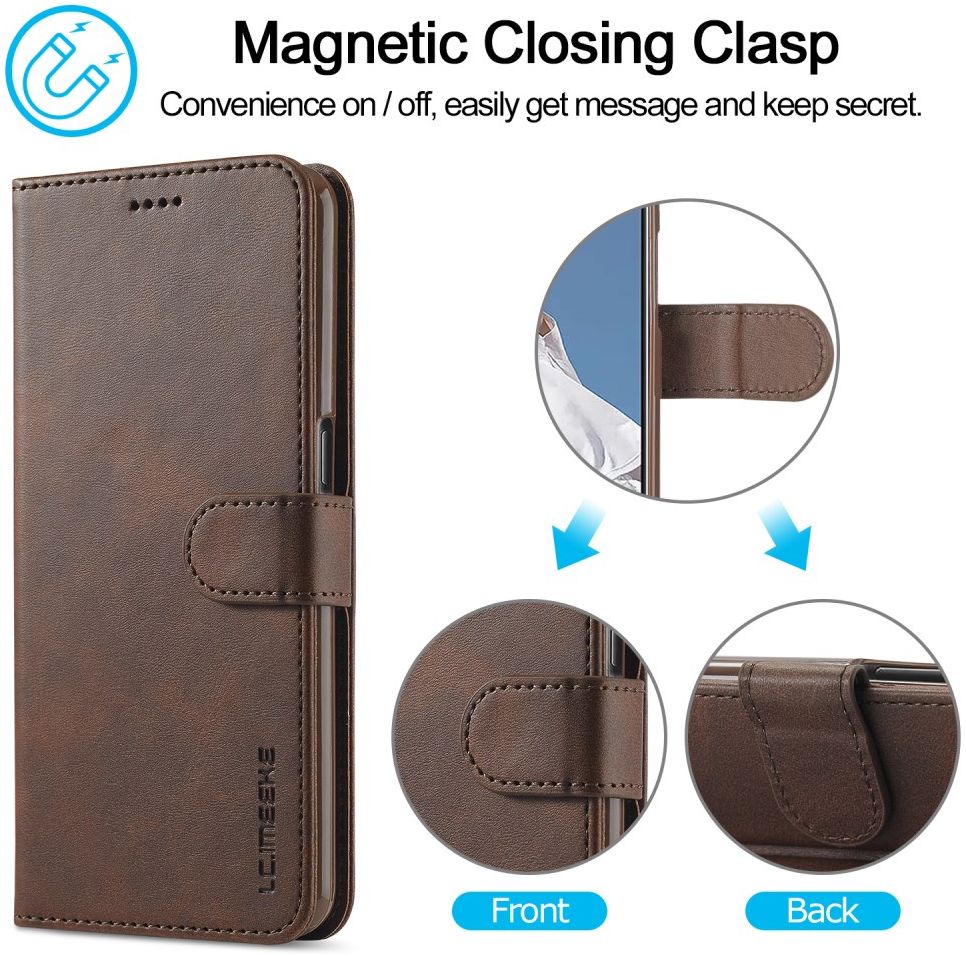 LC.IMEEKE Oppo A54 5G / A74 5G Hoesje Book Case Kunst Leer Bruin afbeelding 9