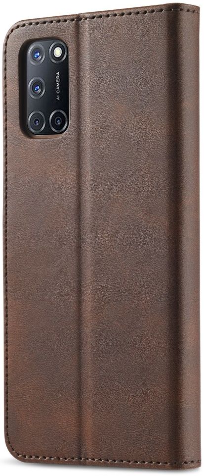 LC.IMEEKE Oppo A54 5G / A74 5G Hoesje Book Case Kunst Leer Bruin afbeelding 2