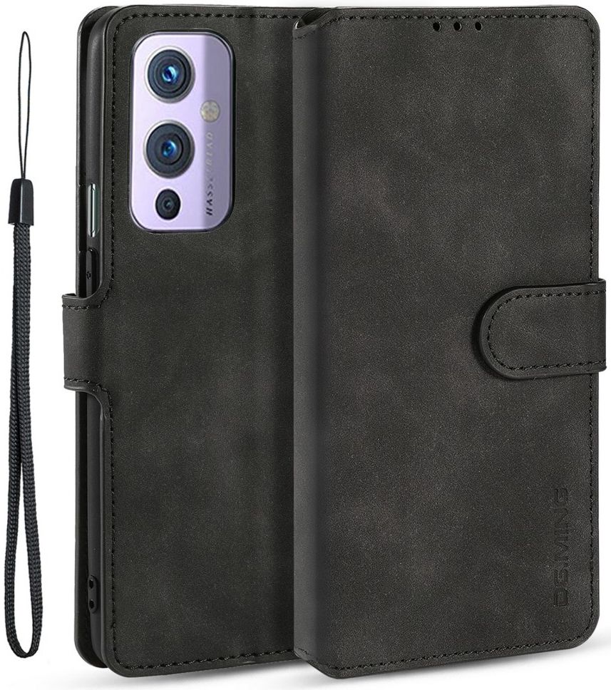 DG Ming OnePlus 9 Hoesje Retro Wallet Book Case Zwart afbeelding 2