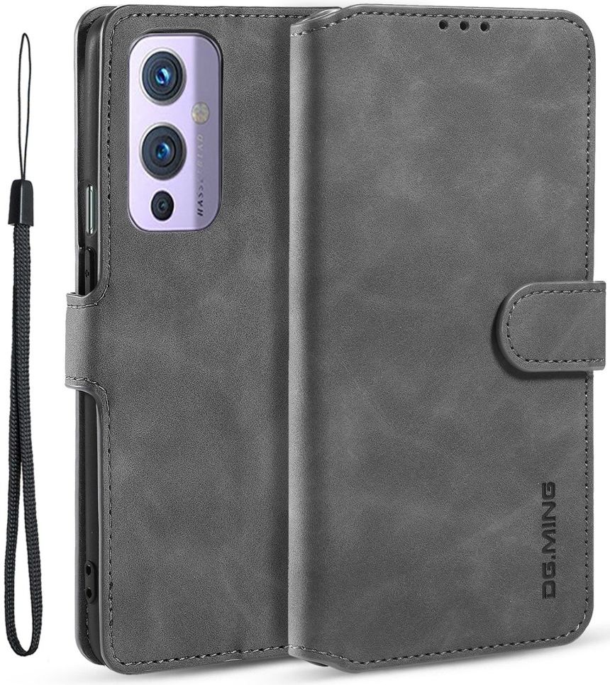 DG Ming OnePlus 9 Hoesje Retro Wallet Book Case Grijs afbeelding 2