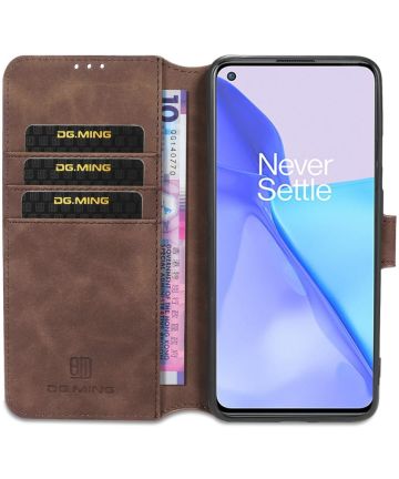 DG Ming OnePlus 9 Hoesje Retro Wallet Book Case Coffee Hoesjes