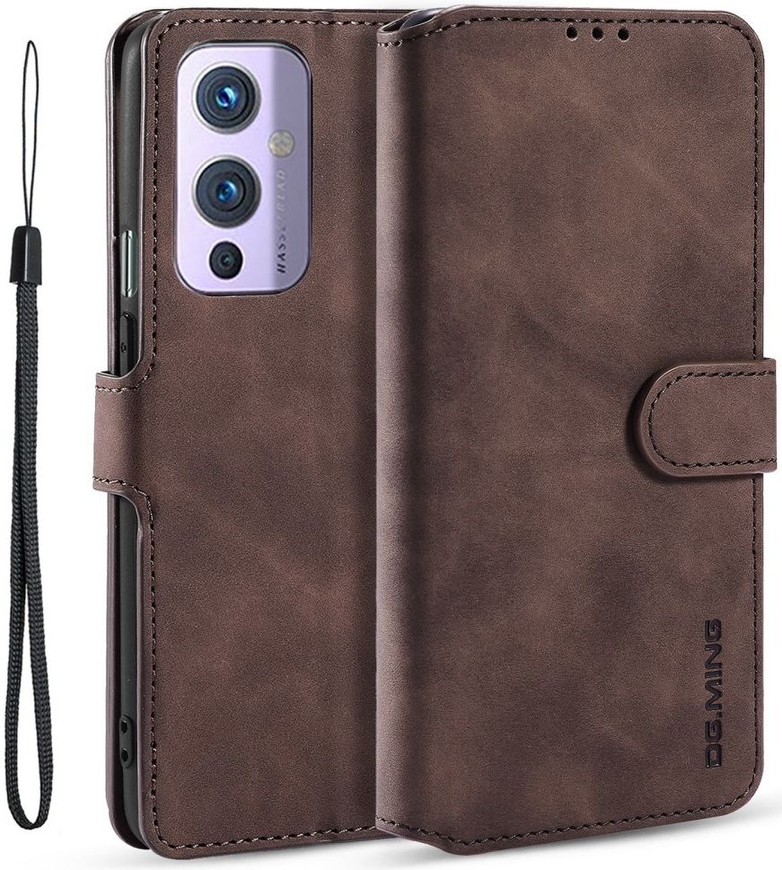 DG Ming OnePlus 9 Hoesje Retro Wallet Book Case Coffee afbeelding 2