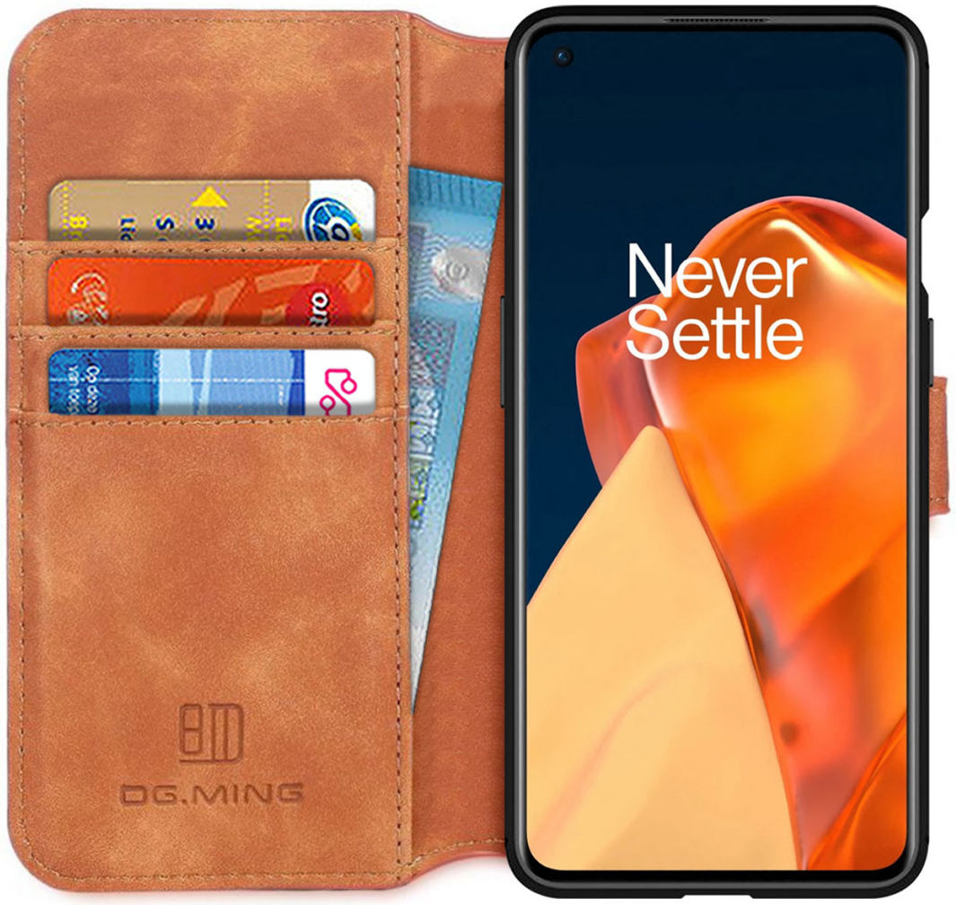 DG Ming OnePlus 9 Pro Hoesje Retro Wallet Book Case Bruin afbeelding 1