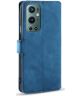 DG Ming OnePlus 9 Pro Hoesje Retro Wallet Book Case Blauw