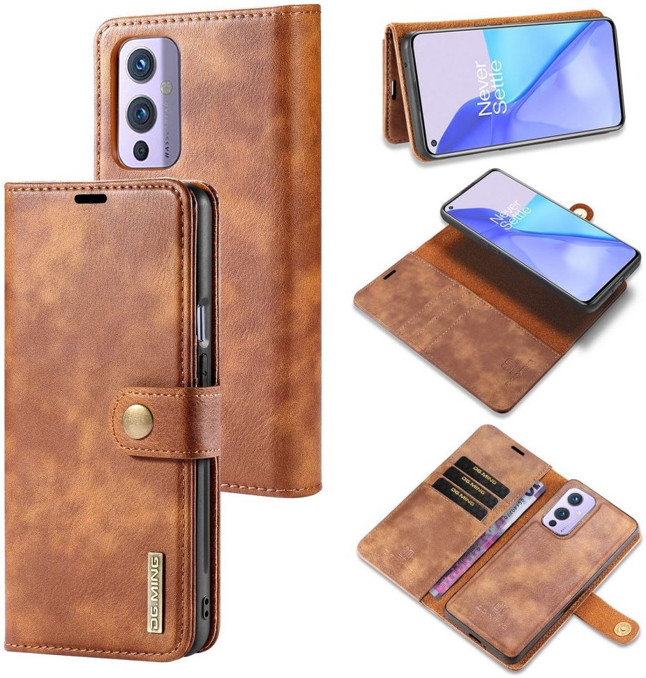 OnePlus 9 Hoesje 2-in-1 Book Case en Back Cover Bruin afbeelding 6