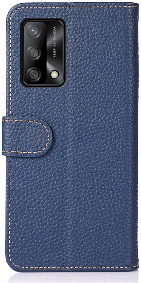 KHAZNEH Oppo A74 4G Hoesje Portemonnee Book Case Echt Leer Blauw afbeelding 3