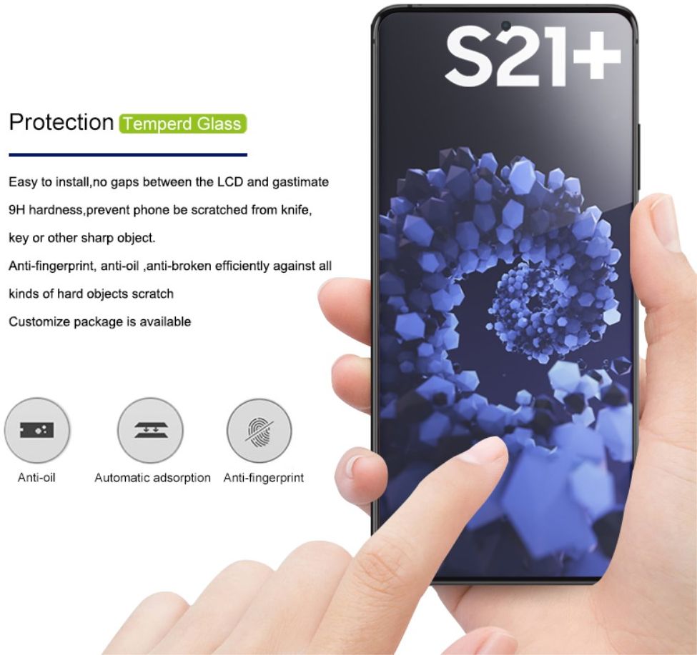 Samsung Galaxy S21 Plus Screen Protector Tempered UV Glass Full Cover afbeelding 5