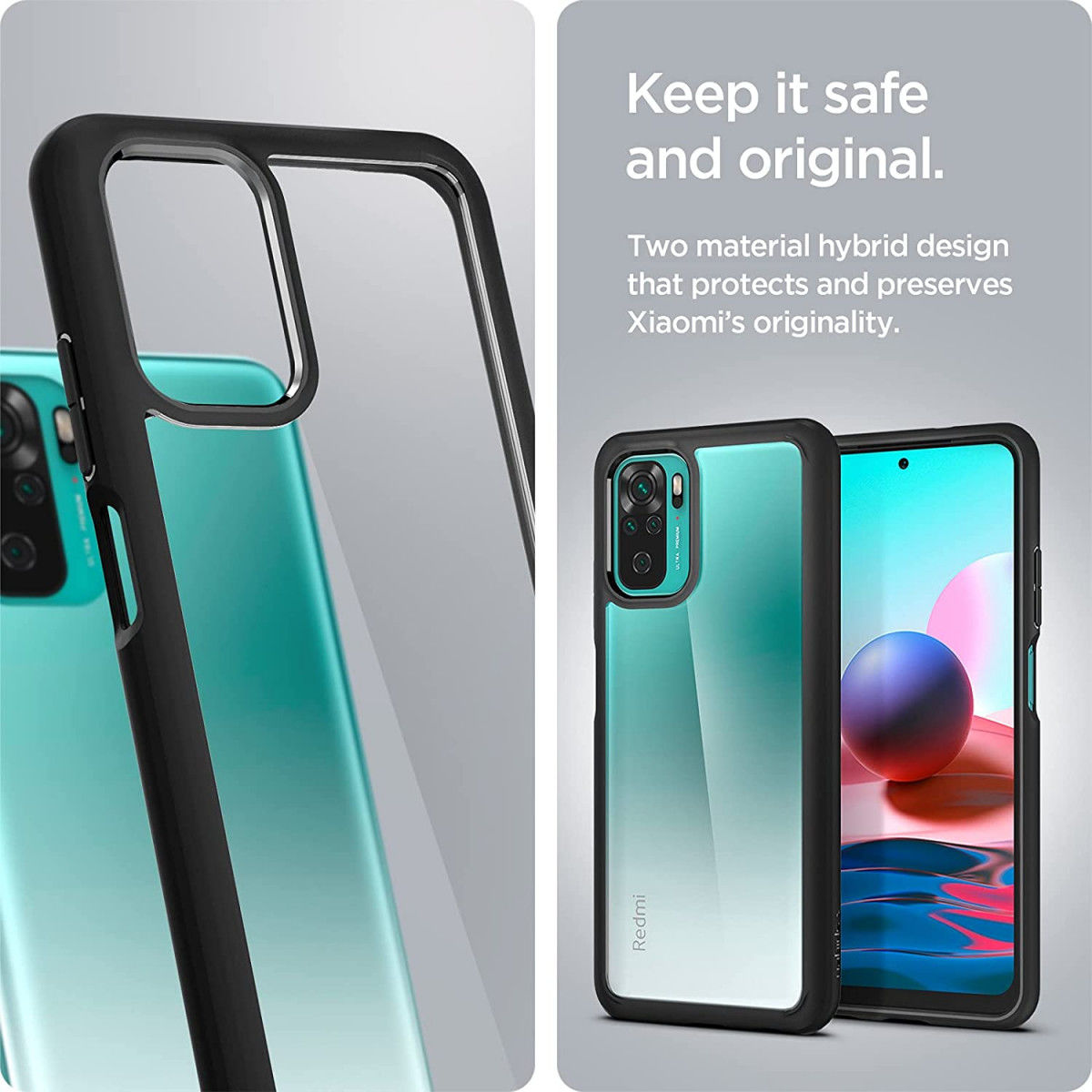 Spigen Ultra Hybrid Xiaomi Redmi Note 10 / 10S Hoesje Back Cover Zwart afbeelding 8