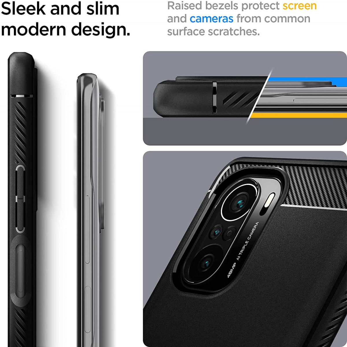 Spigen Rugged Armor Xiaomi Poco F3 / Mi 11i Hoesje Back Cover Zwart afbeelding 3