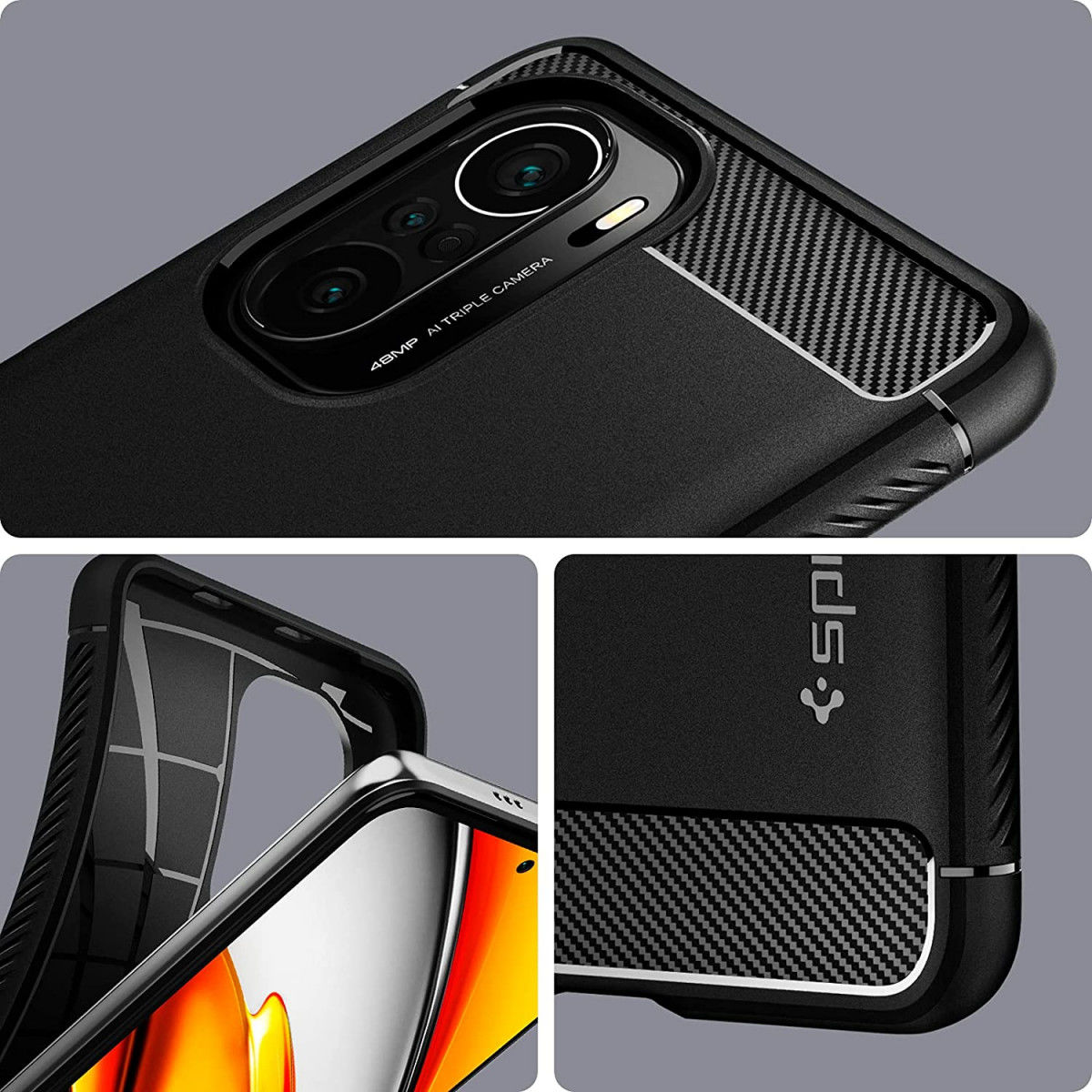 Spigen Rugged Armor Xiaomi Poco F3 / Mi 11i Hoesje Back Cover Zwart afbeelding 4