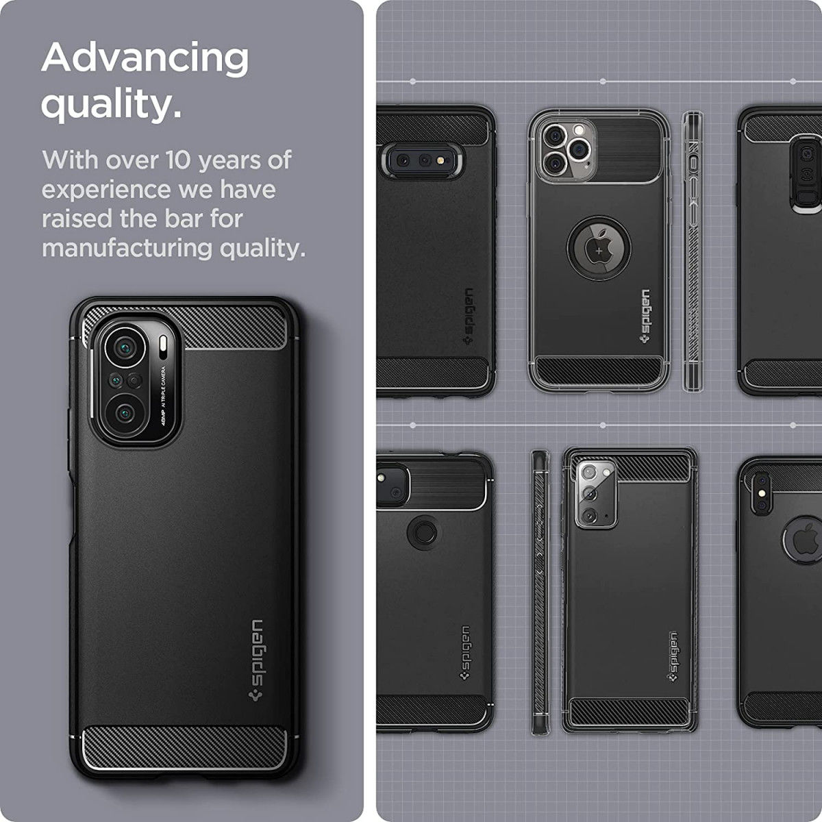 Spigen Rugged Armor Xiaomi Poco F3 / Mi 11i Hoesje Back Cover Zwart afbeelding 5