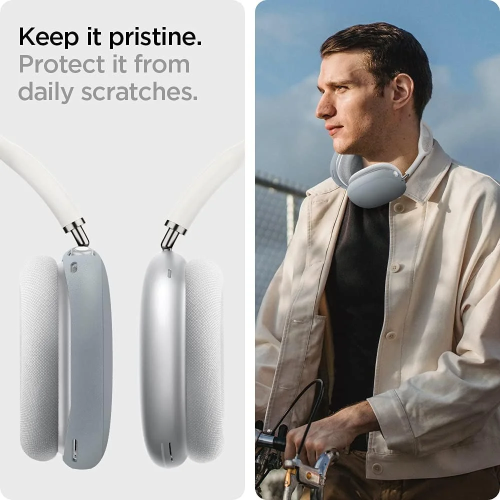 Spigen Silicone Fit Apple AirPods Max Hoesje Grijs afbeelding 4