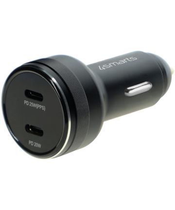 4smarts USB-C Dubbele Auto 45W Snellader Power Delivery Zwart Opladers