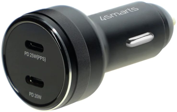 4smarts USB-C Dubbele Auto 45W Snellader Power Delivery Zwart afbeelding 1